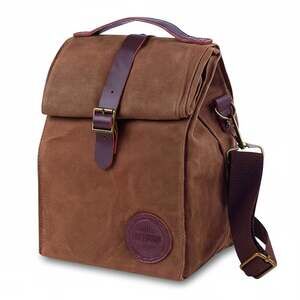 ASEBBO Insulated Waxed Canvas Lunch Bag with Genuine Leather Strap and Shoulder